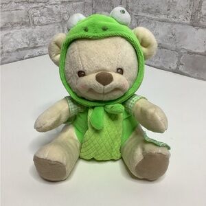 Fisher Price Plush Nature Bearies Bear Frog Rattle Stuffed Animal Baby Toy 8"
